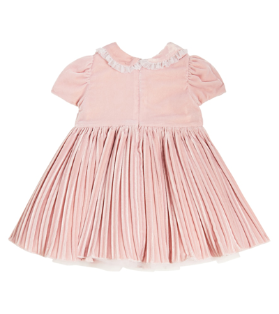 Shop Monnalisa Baby Velvet And Tulle Dress In Pink
