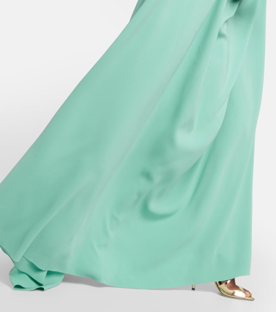 Shop Oscar De La Renta Pleated Silk-blend Kaftan In Green