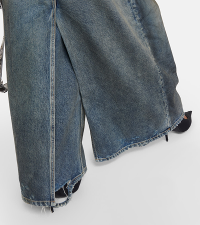 Shop Balenciaga Mid-waist Denim Maxi Skirt In Blue