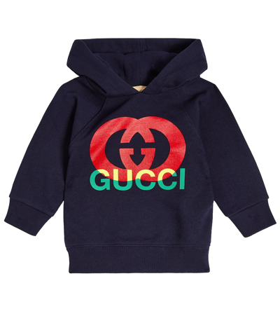 Shop Gucci Baby Interlocking G Cotton Jersey Sweatshirt In Blue