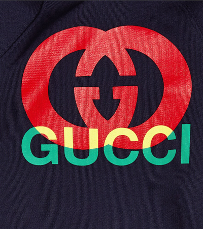 Shop Gucci Baby Interlocking G Cotton Jersey Sweatshirt In Blue