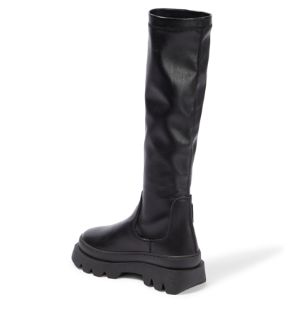 Monnalisa Leather High Boots In Black