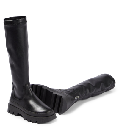 Shop Monnalisa Leather Combat Boots In Black