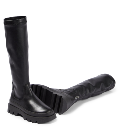 Monnalisa Leather High Boots In Black