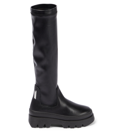 Monnalisa Leather High Boots In Black