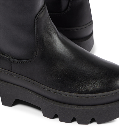 Monnalisa Leather High Boots In Black