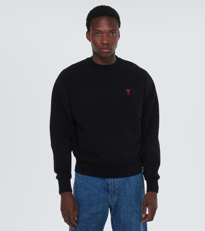 Shop Ami Alexandre Mattiussi Ami De Coeur Cotton Sweater In Black