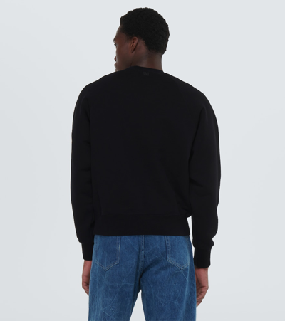 Ami Alexandre Mattiussi Ami Paris Logo-embroidered Stretch-cotton Sweatshirt In Black