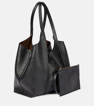 Shop Tod's T Timeless Small Leather Tote Bag In Black