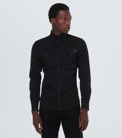 Dolce & Gabbana Denim Shirt In Black