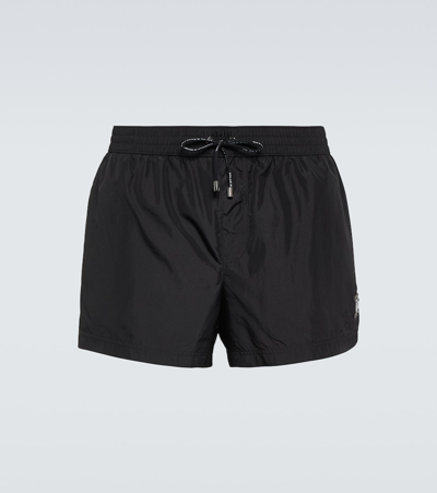 Shop Dolce & Gabbana Embellished Swim Shorts In Black