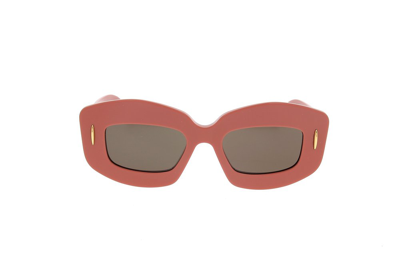 Shop Loewe Rectangle Frame Sunglasses In Pink