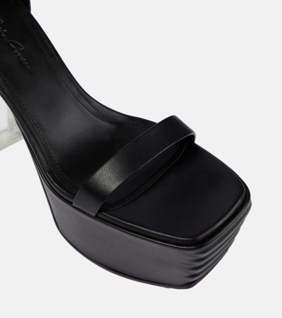 Shop Rick Owens Minimal Grill Leather Platform Sandals In Black