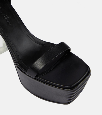 Rick Owens Minimal Grill Leather Platform Sandals In Black