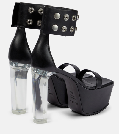 Shop Rick Owens Minimal Grill Leather Platform Sandals In Black