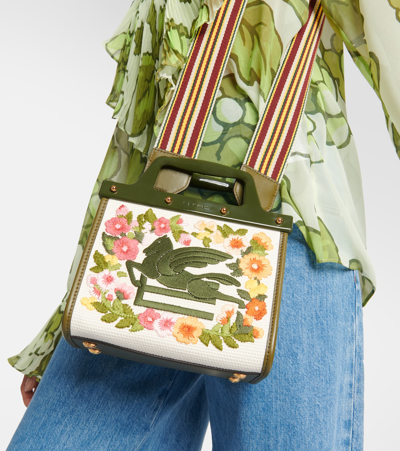 Shop Etro Love Trotter Mini Embroidered Tote Bag In Multicoloured