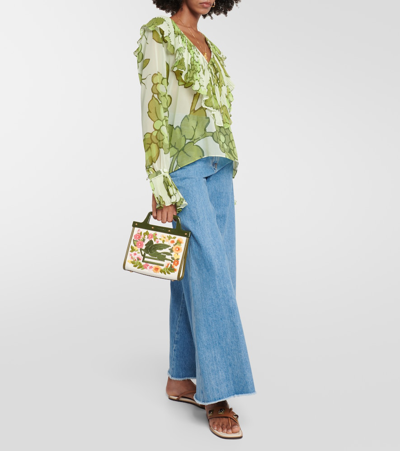 Shop Etro Love Trotter Mini Embroidered Tote Bag In Multicoloured