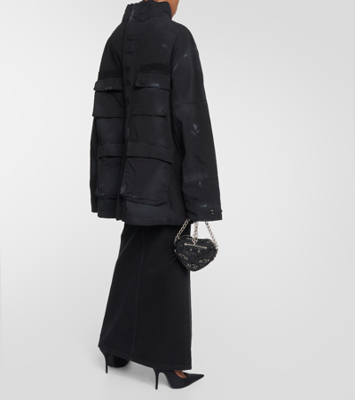 Balenciaga Double Front Parka Coat In Black