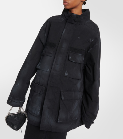 Shop Balenciaga Cotton Ripstop Parka In Black