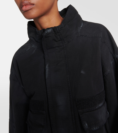 Balenciaga Double Front Parka Coat In Black