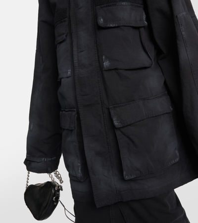 Balenciaga Double Front Parka Coat In Black