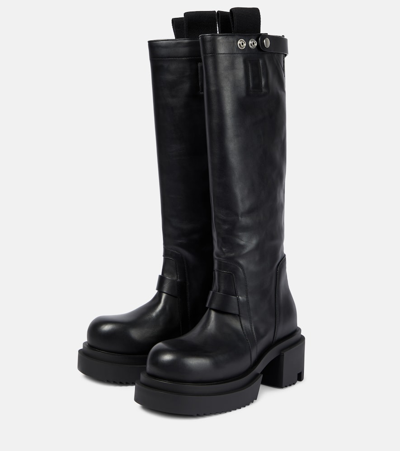 Rick Owens Black Porterville Knee Pull On Bogun Tall Boots In Black