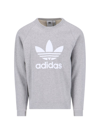 Shop Adidas Originals Adidas Logo Printed Crewneck Sweatshirt In Grey