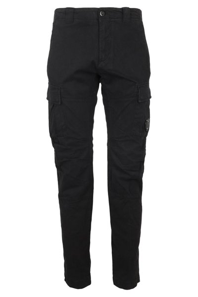 Shop C.p. Company Lens Detailed Cargo Pants In Black