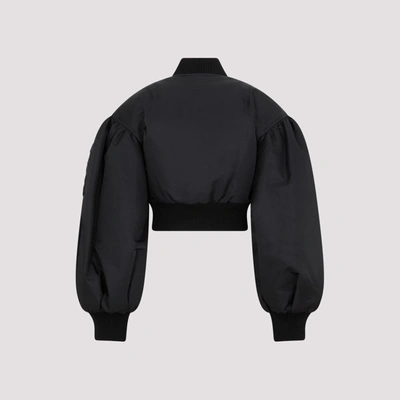Shop Simone Rocha Cropped Bomber Zip-up Jacket In Black
