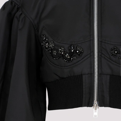 Shop Simone Rocha Cropped Bomber Zip-up Jacket In Black