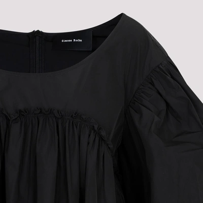 Shop Simone Rocha Scoop Neck Puff Sleeve Mini Dress In Black