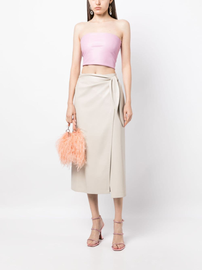 Shop Lapointe Faux-leather Tube Top In Rosa