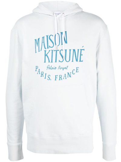 Shop Maison Kitsuné Logo-print Cotton Hoodie In Blue