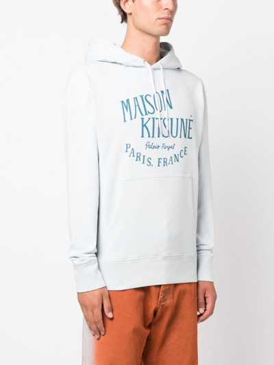 Shop Maison Kitsuné Logo-print Cotton Hoodie In Blue