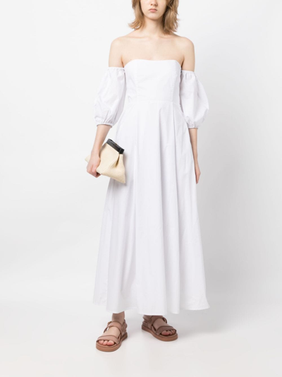 Shop Bird & Knoll Ziggy Off-shoulder Midi Dress In Weiss