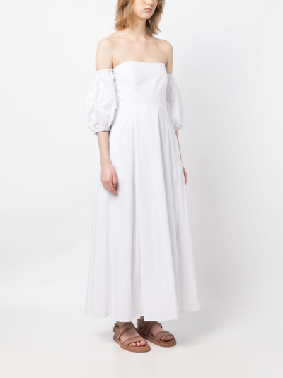 Bird & Knoll Ziggy Off-shoulder Midi Dress In Weiss