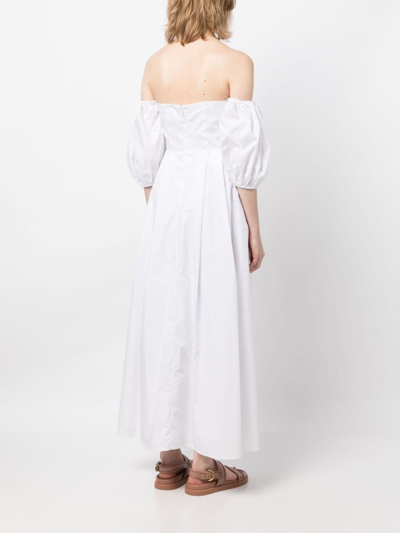 Bird & Knoll Ziggy Off-shoulder Midi Dress In Weiss