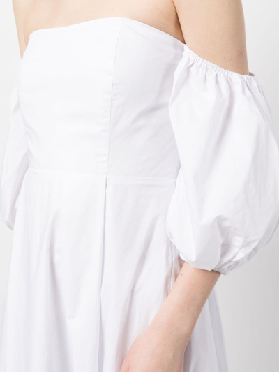 Bird & Knoll Ziggy Off-shoulder Midi Dress In Weiss