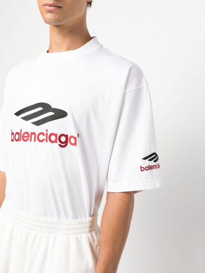 Shop Balenciaga 3b Sports Icon Cotton T-shirt In White
