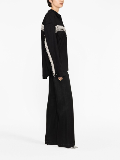 Shop Rotate Birger Christensen Crystal-embellished Long-sleeve Shirt In Schwarz