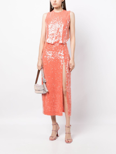 Lapointe Sequin-embellished Sleeveless Top In Orange
