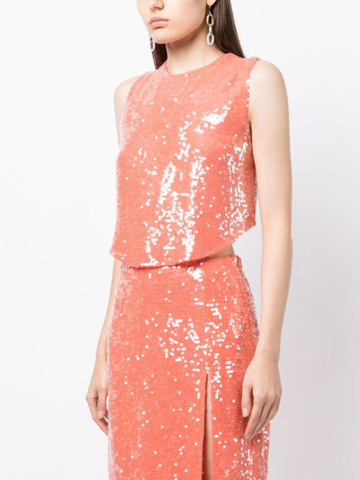 Shop Lapointe Sequin-embellished Sleeveless Top In Orange