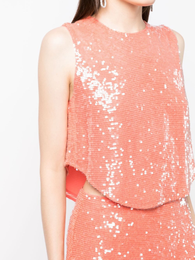 Shop Lapointe Sequin-embellished Sleeveless Top In Orange