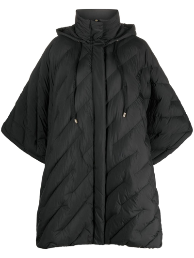Shop Pinko Mutex Quilted Hooded Cape In Black