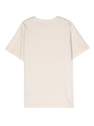 Shop Balmain Graphic-print Cotton Shirtdress In 中性色