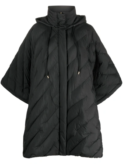 Shop Pinko Padded Hooded Cape Jacket In Nero Limousine