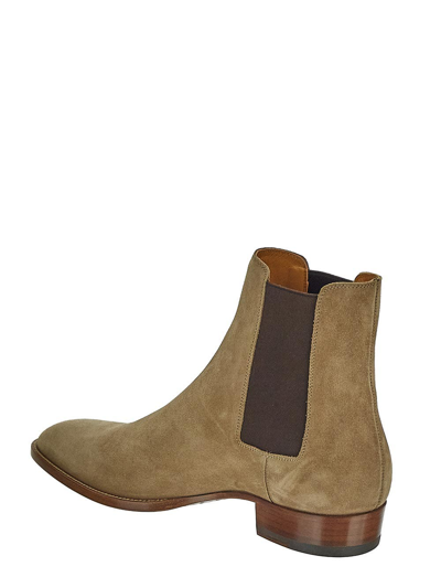 Shop Saint Laurent Wyatt Chelsea Boots In Brown