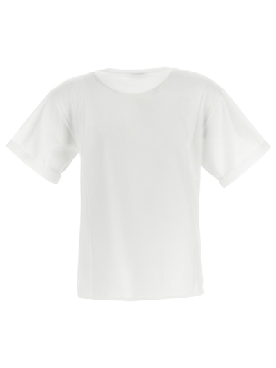 Saint Laurent Women Basic White T-shirt With Miiddle Logo Print In Cotton Woman In White