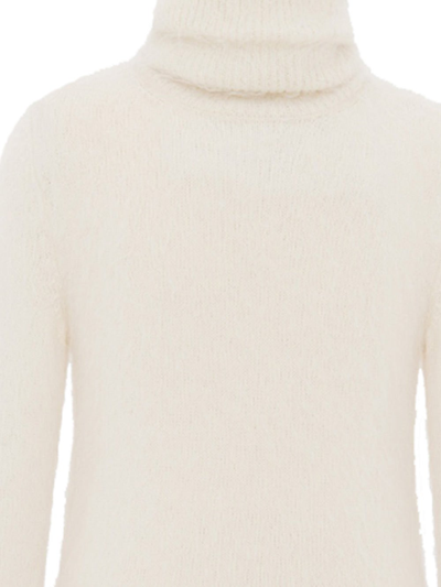 Shop Saint Laurent Extra Long Turtleneck Sweater In White