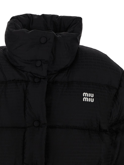 Shop Miu Miu Logo Down Jacket In Black